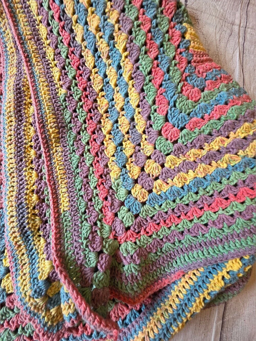 Handmade Rainbow Pastel Crochet Throw Blanket 32x38 Inches Lap Size